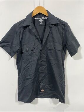 Dickies Men's Short-Sleeve Button-Front Work Shirt in Black